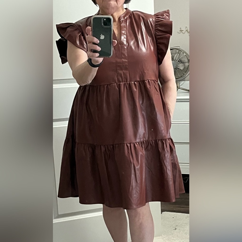 ENTRO Faux Leather Summer Dress